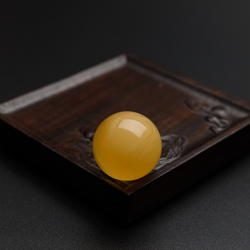 21.4mm满蜜鸡油黄蜜蜡圆珠-红掌柜