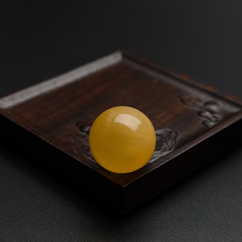 21.4mm天然满蜜蜜蜡圆珠-红掌柜