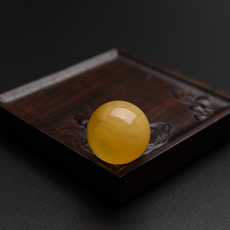 满蜜鸡油黄蜜蜡圆珠-红掌柜