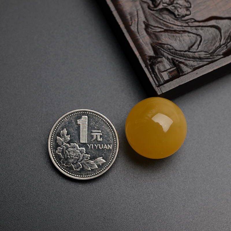 21.4mm鸡油黄蜜蜡圆珠-红掌柜