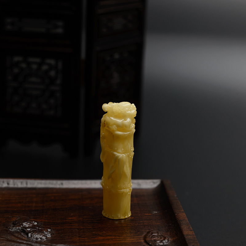 天然白花蜜貔貅印章吊坠 - 红掌柜