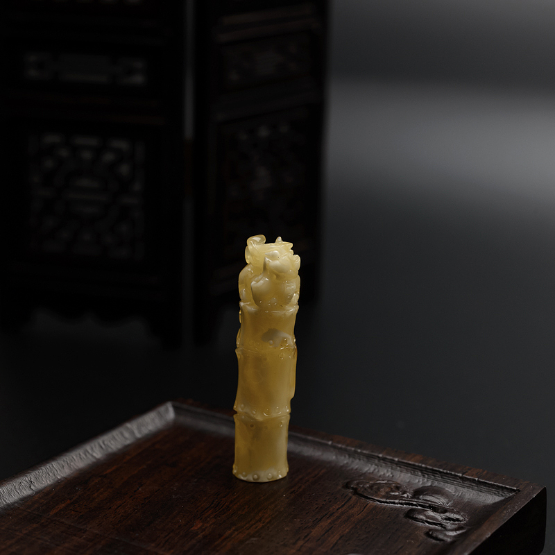 波罗的海天然白花蜜貔貅印章吊坠 - 红掌柜