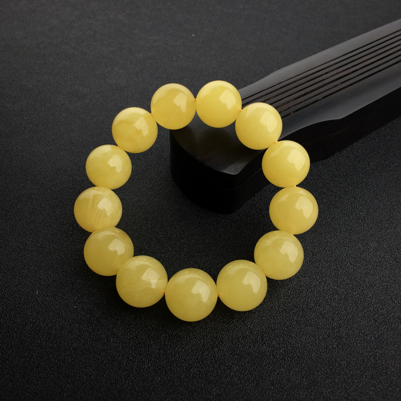 满蜜鸡油黄蜜蜡手串 - 红掌柜