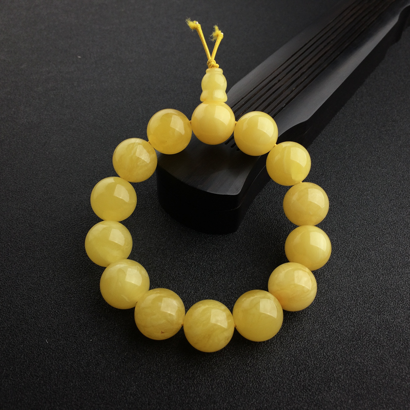 波罗的海天然满蜜鸡油黄蜜蜡手串 - 红掌柜