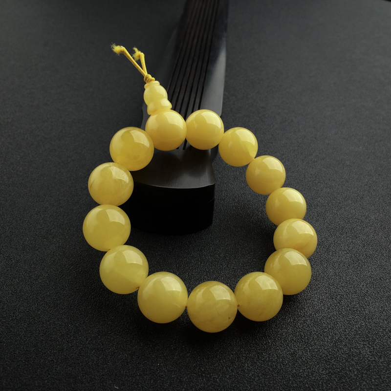 天然满蜜鸡油黄蜜蜡手串 - 红掌柜