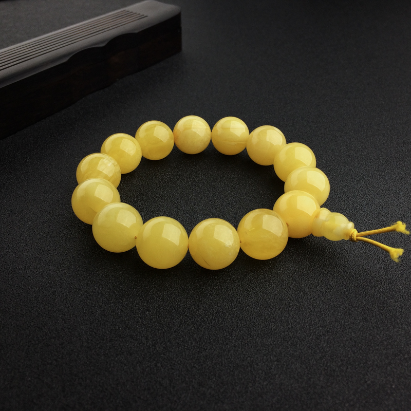 波罗的海满蜜鸡油黄蜜蜡手串 - 红掌柜