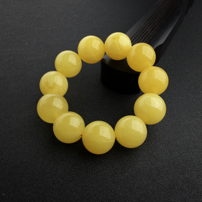 波罗的海满蜜鸡油黄蜜蜡手串 - 红掌柜