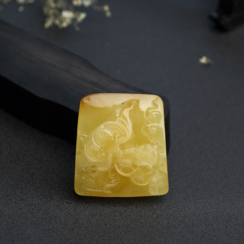 鸡油黄蜜蜡福在眼前吊坠-红掌柜