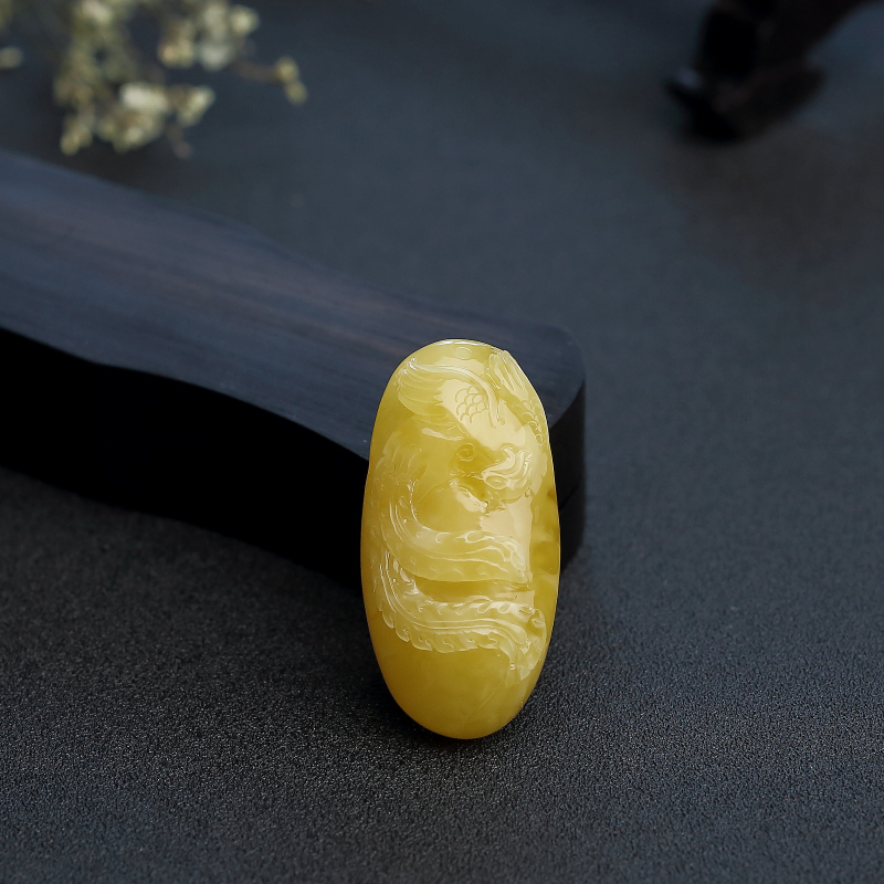 满蜜鸡油黄蜜蜡凤凰吊坠-红掌柜