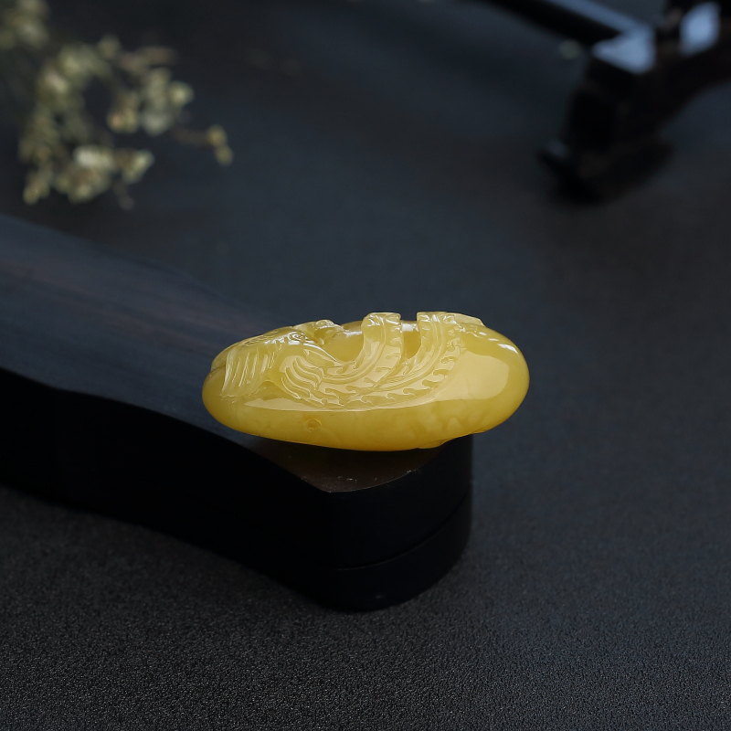 满蜜鸡油黄蜜蜡吊坠-红掌柜