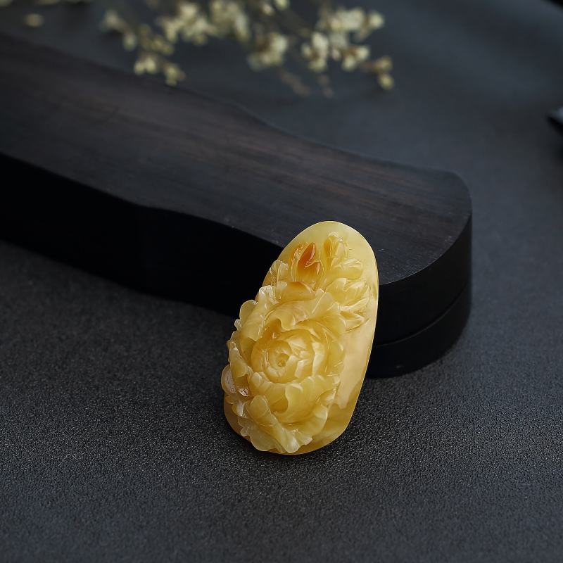 鸡油黄蜜蜡花开富贵-红掌柜