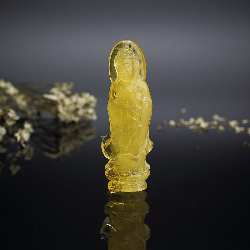 波罗的海天然金绞蜜鸡油黄蜜蜡观音吊坠 - 红掌柜