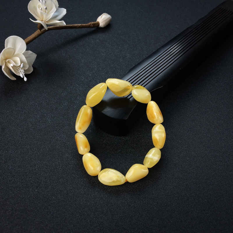 波罗的海天然白花蜜蜜蜡随形手串 - 红掌柜