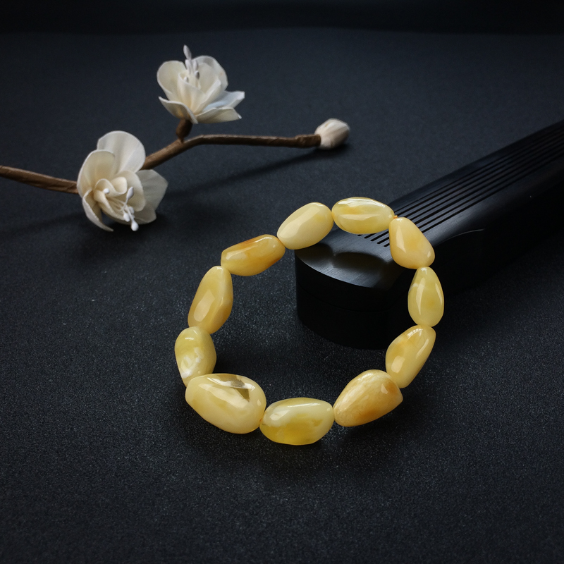 波罗的海白花蜜蜜蜡随形手串 - 红掌柜