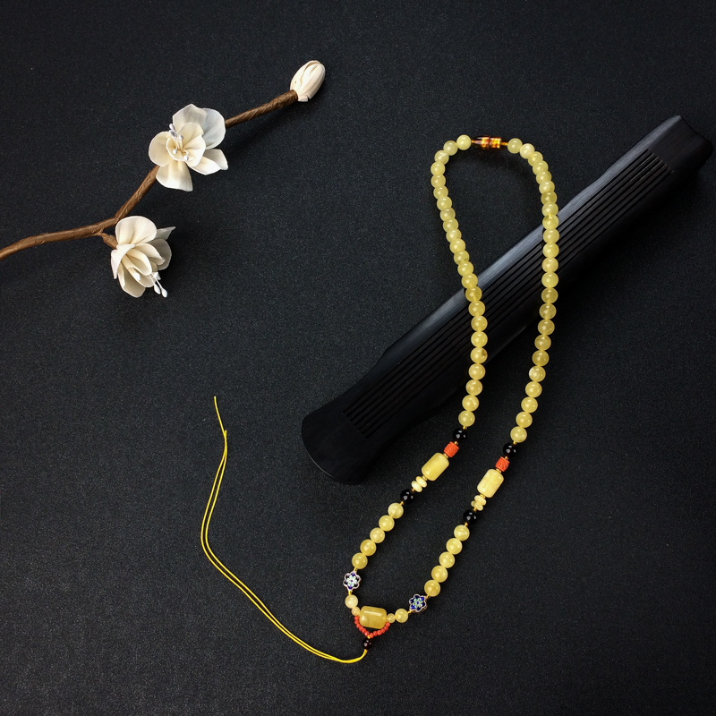 波罗的海天然7.5mm鸡油黄蜜蜡圆珠配链 - 红掌柜