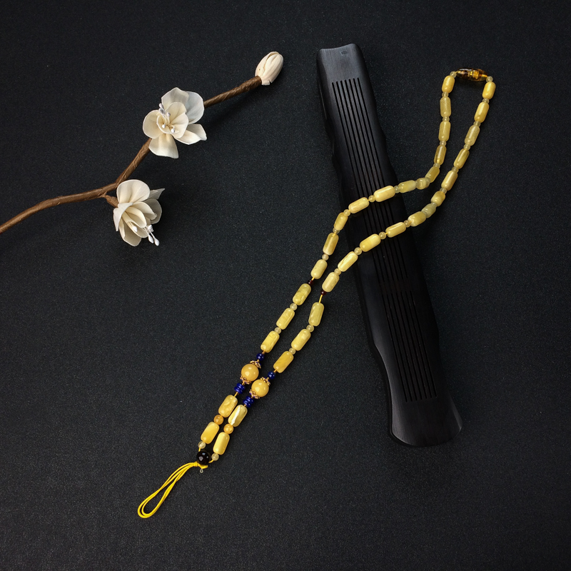 波罗的海天然鸡油黄蜜蜡桶珠配链 - 红掌柜