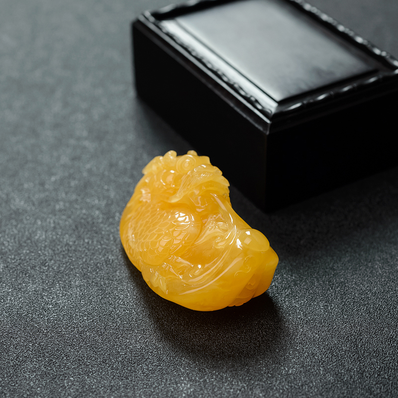 波罗的海天然满蜜蜜蜡龙吊坠-红掌柜