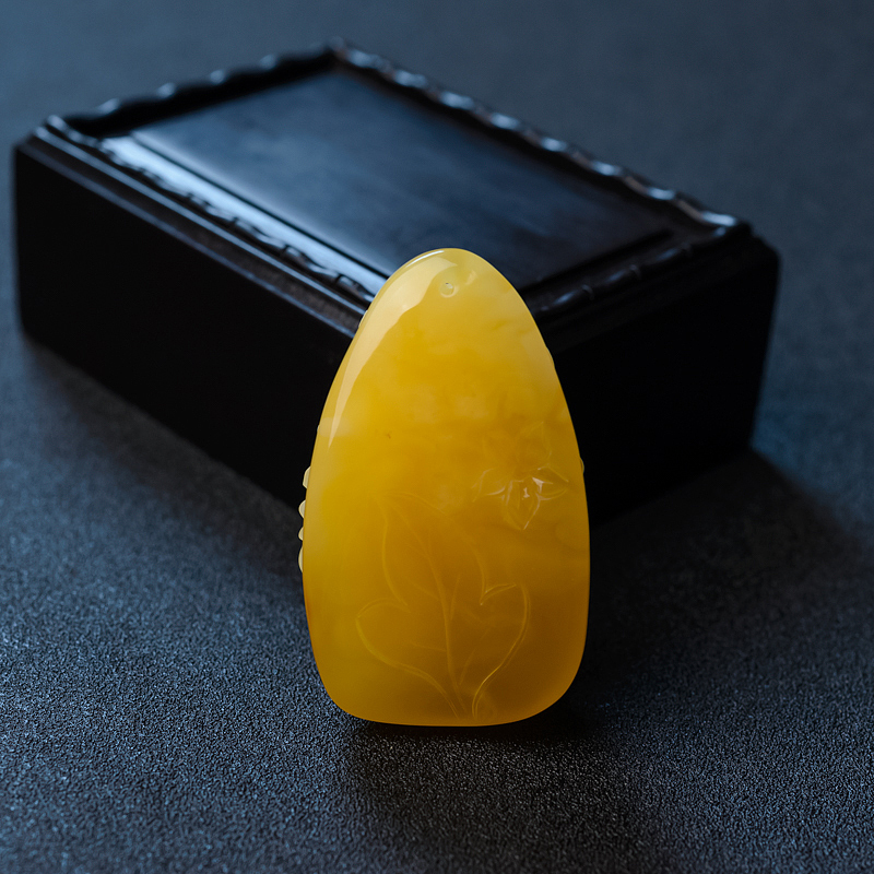 波罗的海天然蜜蜡牡丹花吊坠-红掌柜