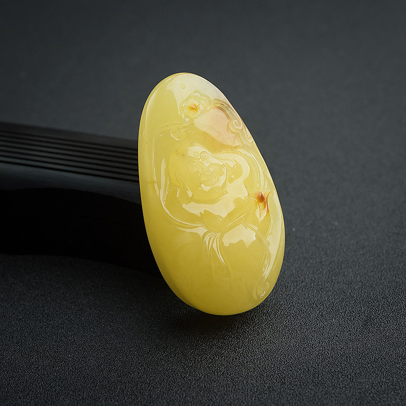 蜜蜡弥勒佛吊坠-红掌柜