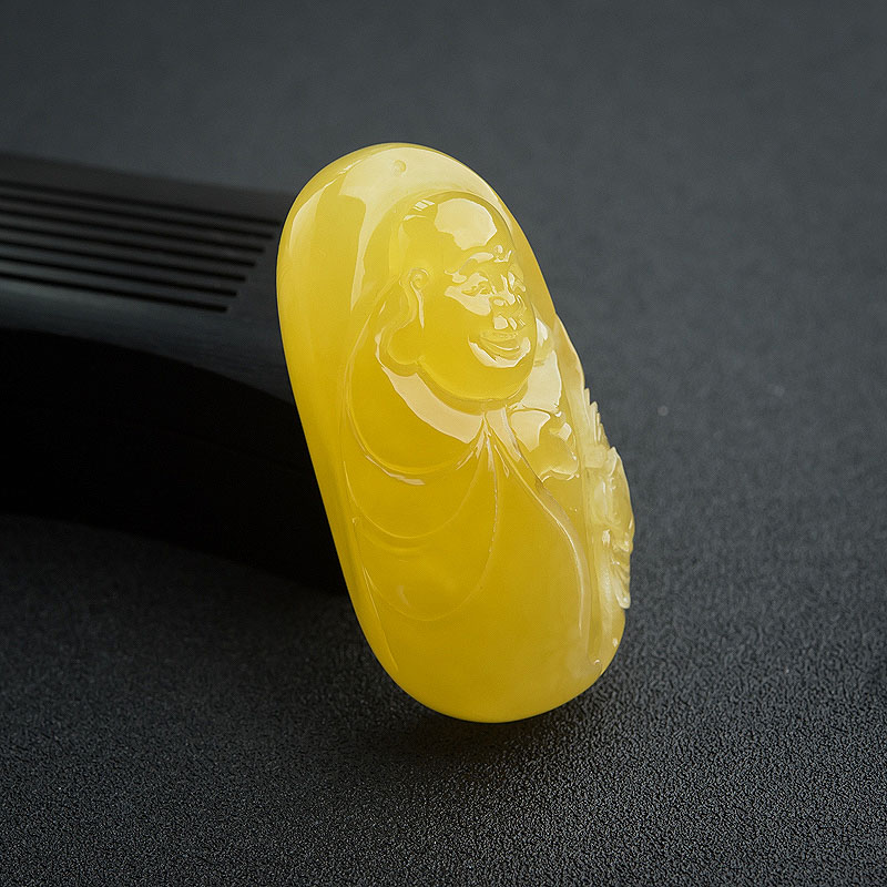 蜜蜡弥勒佛吊坠-红掌柜