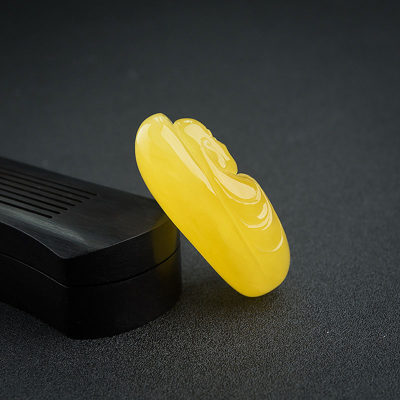 天然蜜蜡弥勒佛吊坠-红掌柜