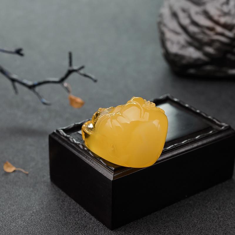 天然蜜蜡弥勒佛吊坠-红掌柜