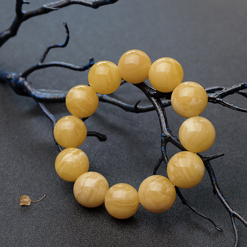 天然20mm白花蜜蜜蜡手串 - 红掌柜