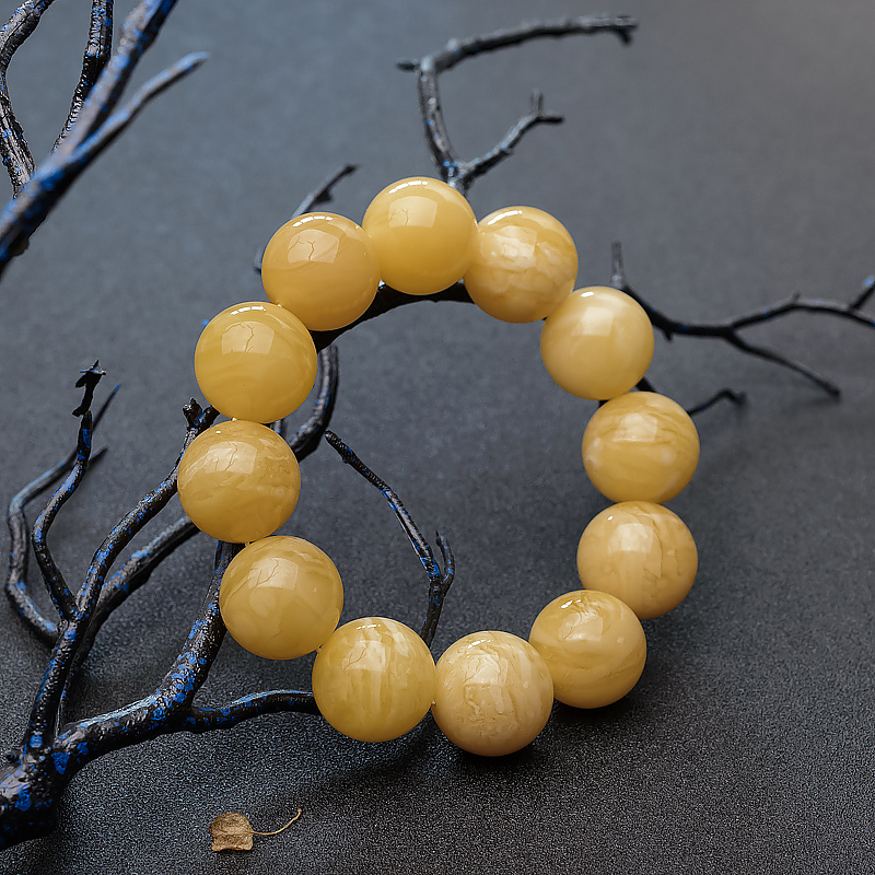 20mm白花蜜蜜蜡手串 - 红掌柜