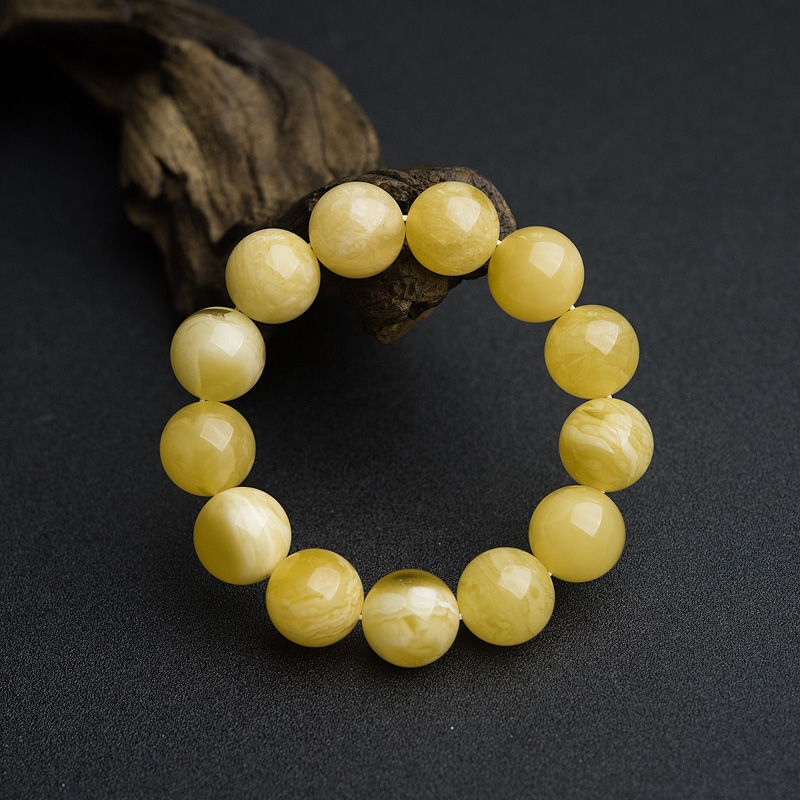 17.5mm波罗的海天然白花蜜蜜蜡手串-红掌柜