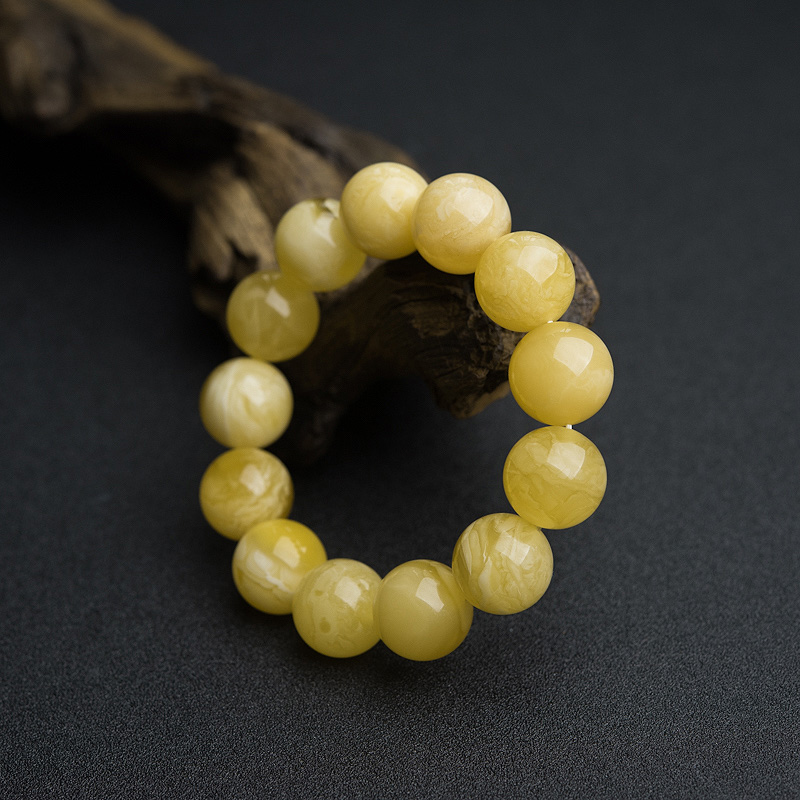 17.5mm天然白花蜜蜜蜡手串-红掌柜