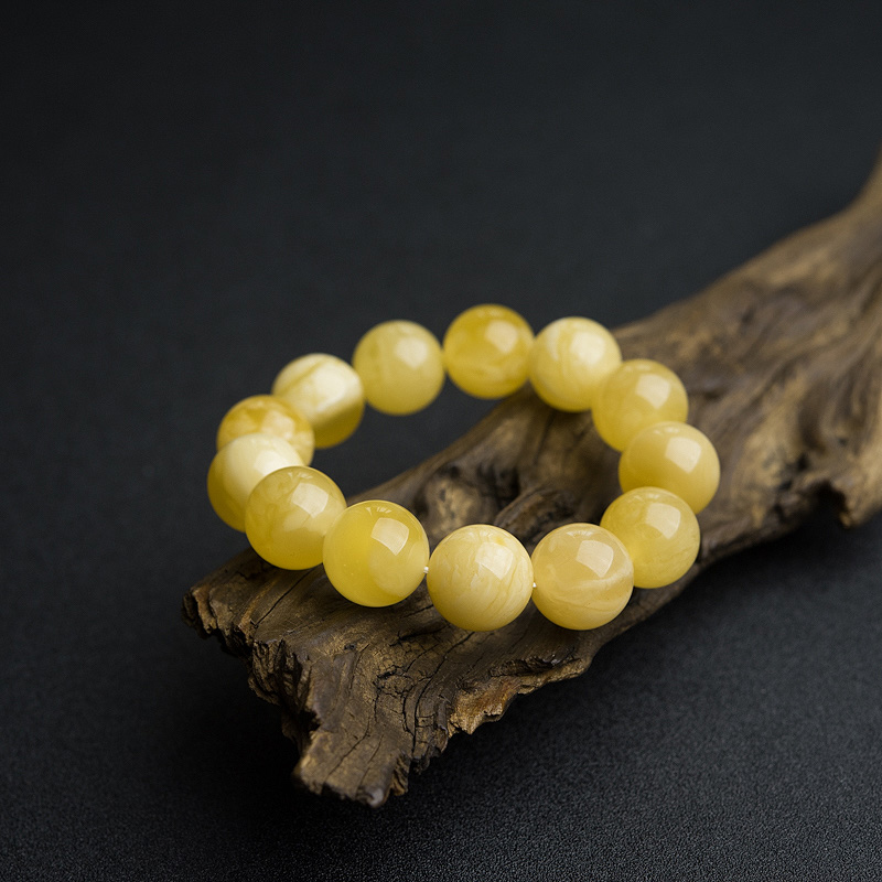 17.5mm波罗的海白花蜜蜜蜡手串-红掌柜