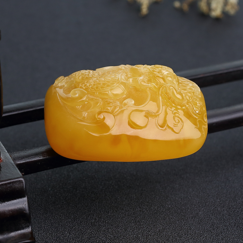 波罗的海天然鸡油黄蜜蜡吊坠-红掌柜