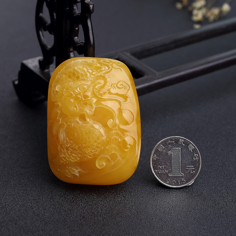 鸡油黄蜜蜡吊坠-红掌柜