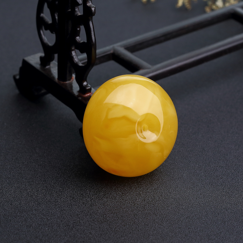 天然鸡油黄蜜蜡平安扣吊坠-红掌柜