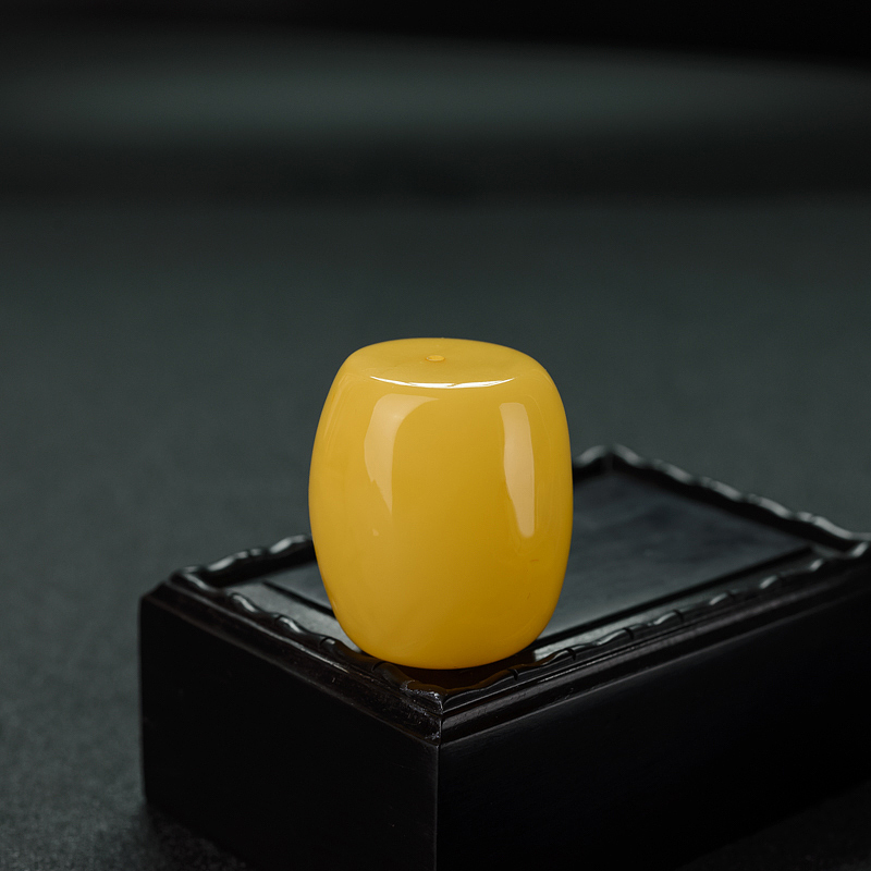 鸡油黄蜜蜡桶珠-红掌柜