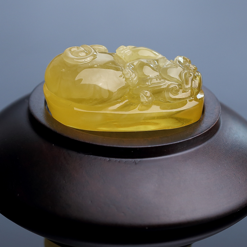 鸡油黄蜜蜡貔貅吊坠-红掌柜