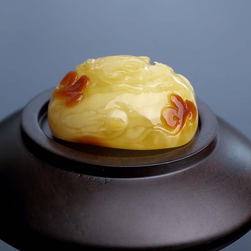 带皮浅黄蜜蜡年年有余-红掌柜