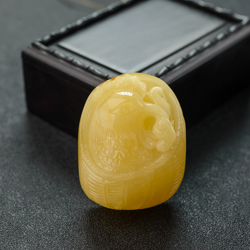 鸡油黄蜜蜡如意吉祥吊坠-红掌柜