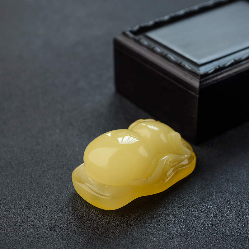 天然鸡油黄蜜蜡葫芦吊坠-红掌柜