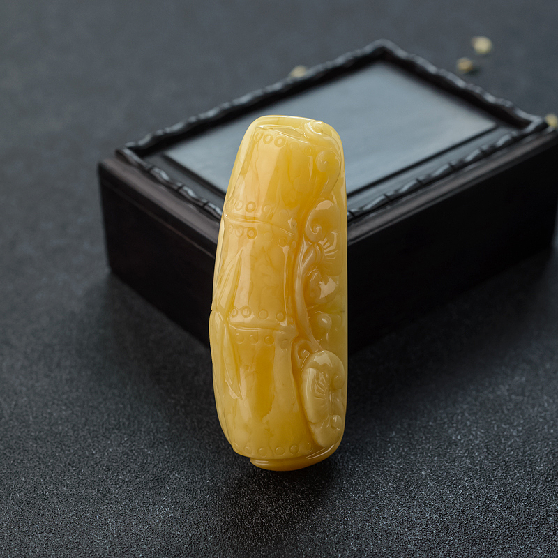 褐黄白花蜜竹竹高升吊坠-红掌柜