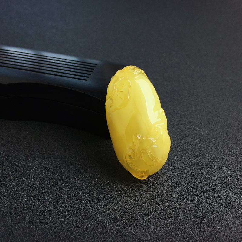 天然鸡油黄金绞蜜蜜蜡福至心灵吊坠-红掌柜