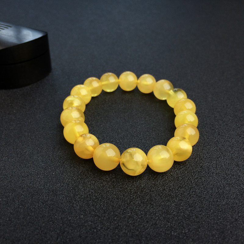 10mm波罗的海天然鸡油黄蜜蜡手串-红掌柜