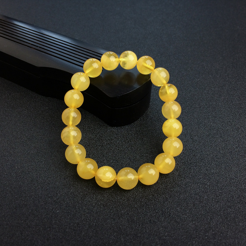 10mm波罗的海天然鸡油黄金绞蜜蜜蜡手串-红掌柜