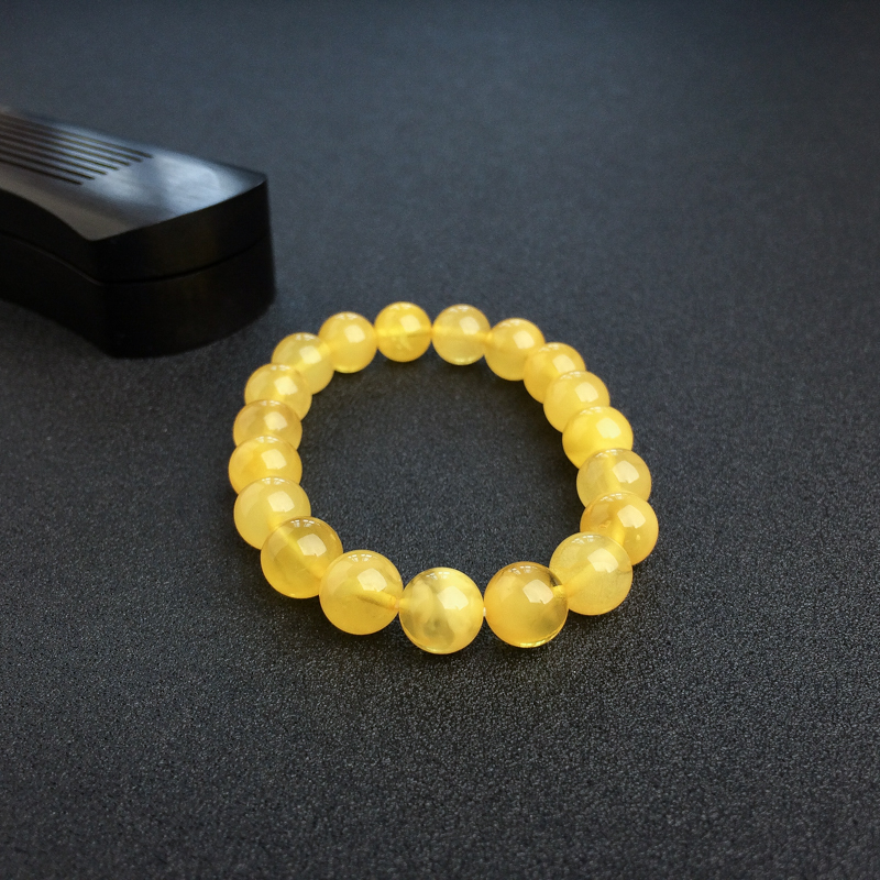 10mm波罗的海天然鸡油黄蜜蜡手串-红掌柜