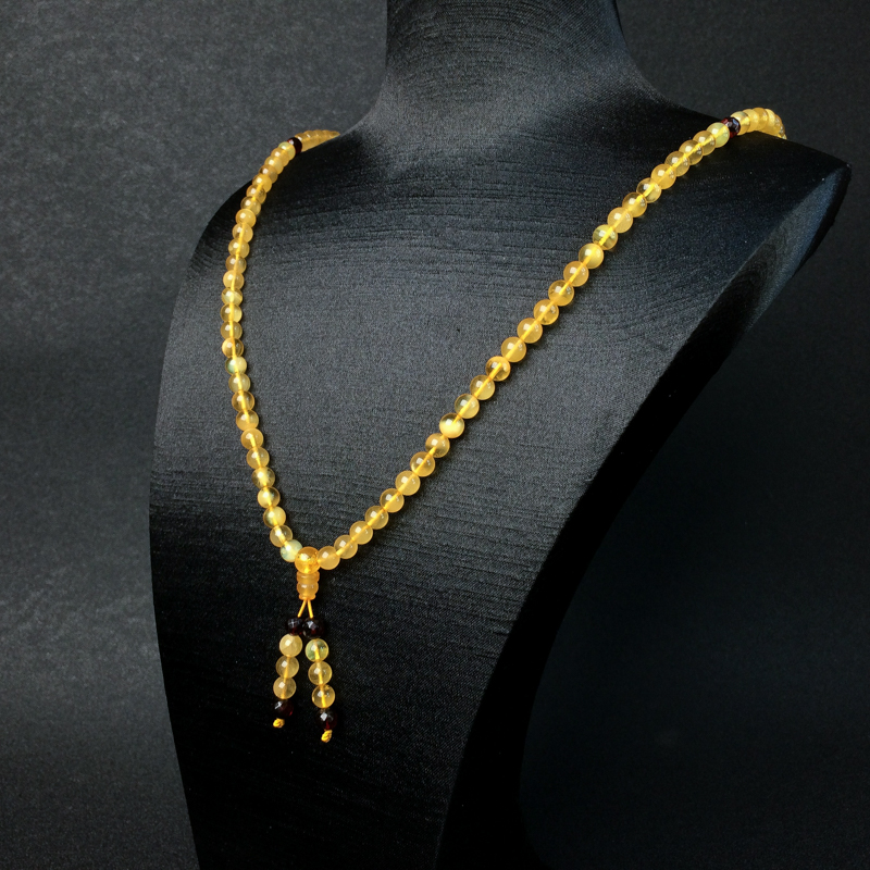 6mm天然鸡油黄金绞蜜蜜蜡佛珠-红掌柜