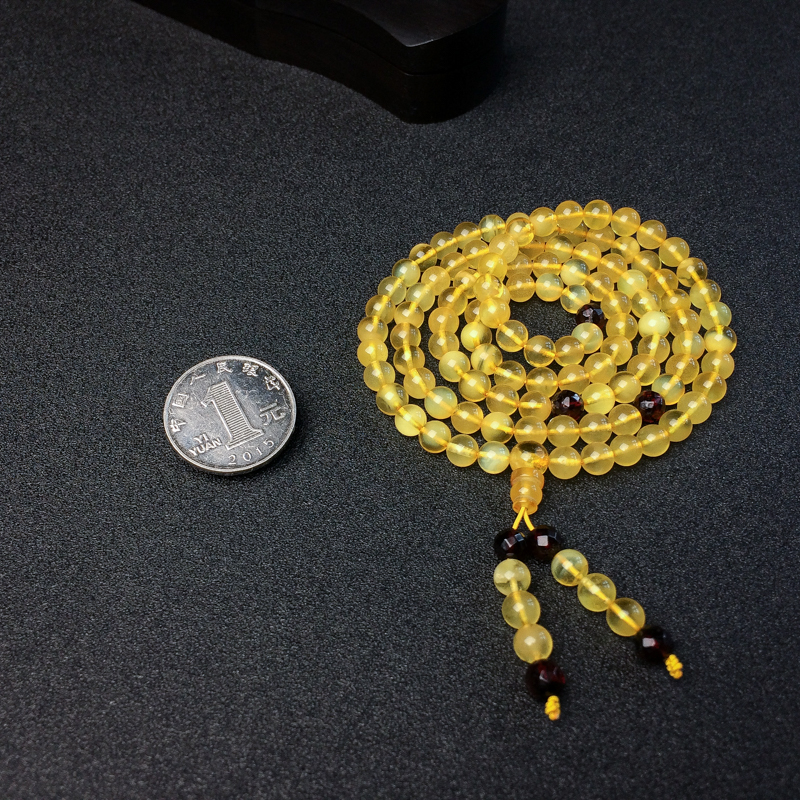 鸡油黄金绞蜜蜜蜡佛珠-红掌柜