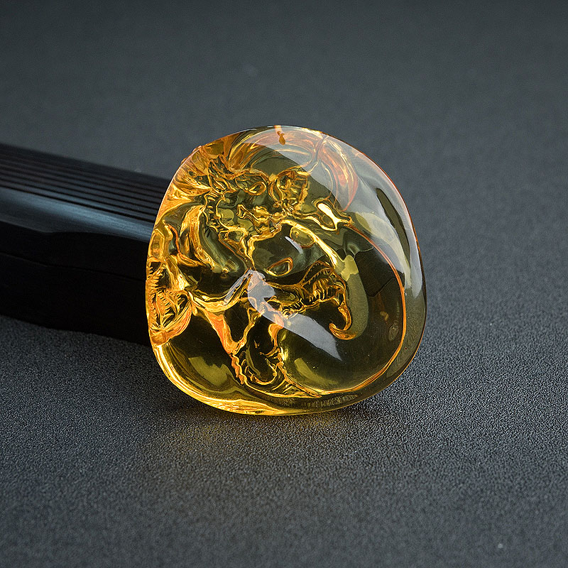 天然金珀鱼龙百变吊坠-红掌柜