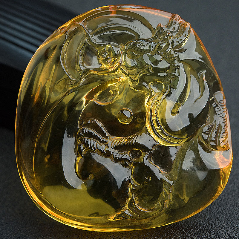 缅甸金珀鱼龙百变吊坠-红掌柜