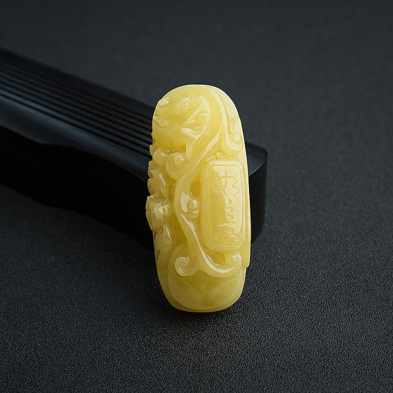 鸡油黄蜜蜡万福如意吊坠-红掌柜