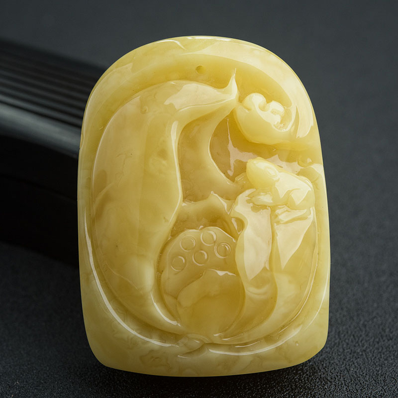 天然蜜蜡莲花吊坠-红掌柜